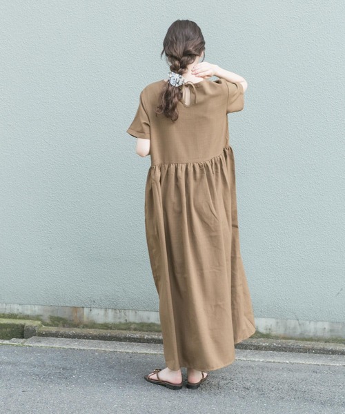 ITEMS URBANRESEARCH ワンピース リネンライク半袖ワンピース