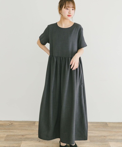 ITEMS URBANRESEARCH ワンピース リネンライク半袖ワンピース