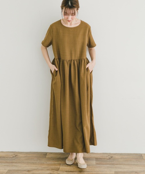 ITEMS URBANRESEARCH ワンピース リネンライク半袖ワンピース