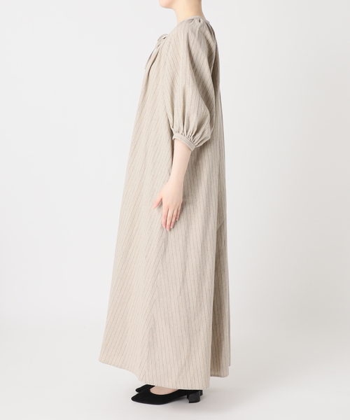 美品✨レリューム　リネンコットンラグランギャザーワンピース　綿麻　ゆったり リネンコットンラグランギャザーワンピース（ワンピース