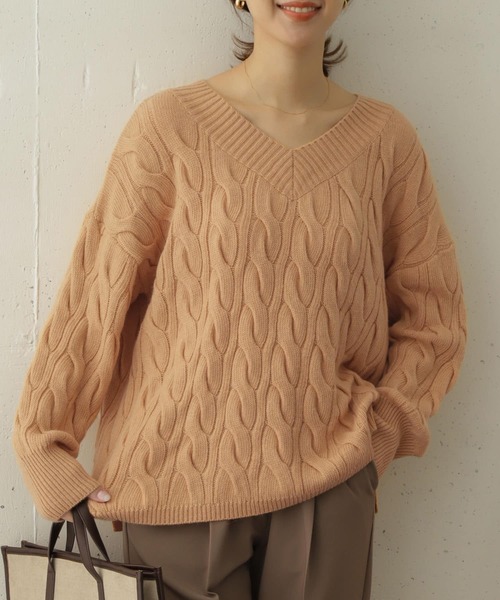 「URBAN RESEARCH DOORS」 Vネックニット ONE オレンジ レディース_画像6