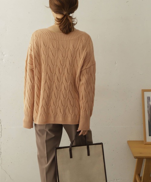 「URBAN RESEARCH DOORS」 Vネックニット ONE オレンジ レディース_画像9