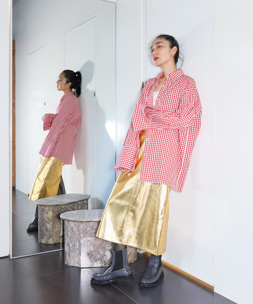 「CITYSHOP」 タイトスカート 36 ゴールド レディース_画像3