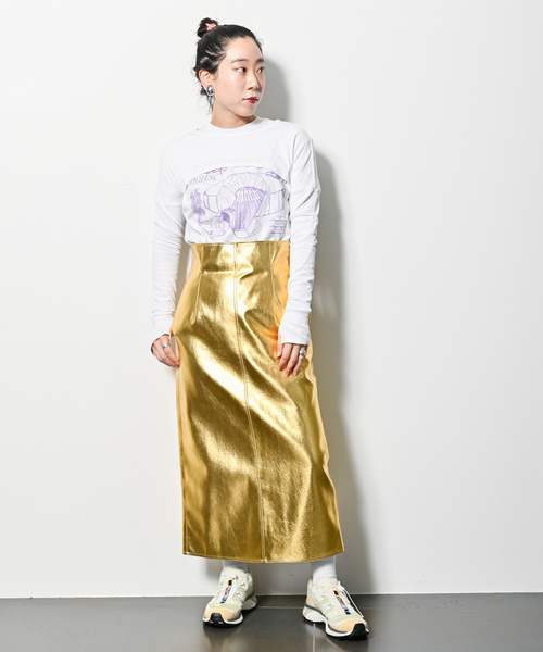 「CITYSHOP」 タイトスカート 36 ゴールド レディース_画像5