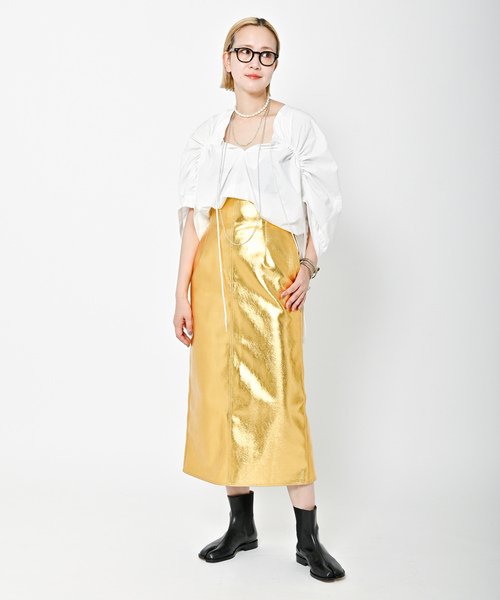 「CITYSHOP」 タイトスカート 36 ゴールド レディース_画像8