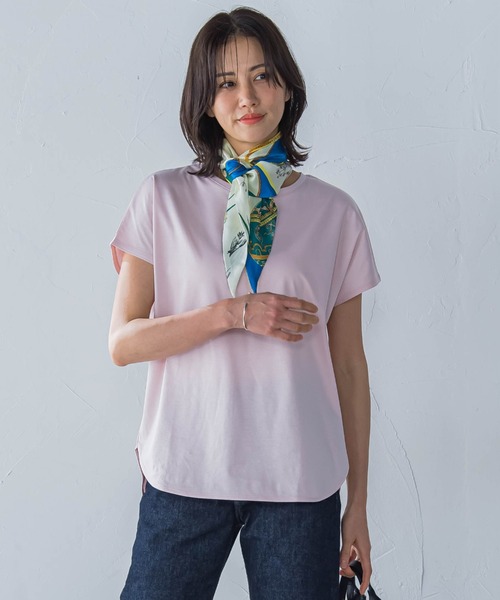 tシャツ 「WEB限定」「3サイズ」スムースコットンラウンドヘムカットソー「洗える/接触冷感」 レディース WEB限定】【3サイズ】スムースコットンラウンドヘムカットソー