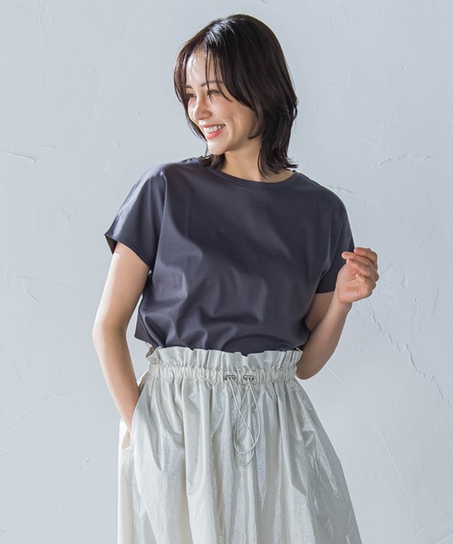 tシャツ 「WEB限定」「3サイズ」スムースコットンラウンドヘムカットソー「洗える/接触冷感」 レディース