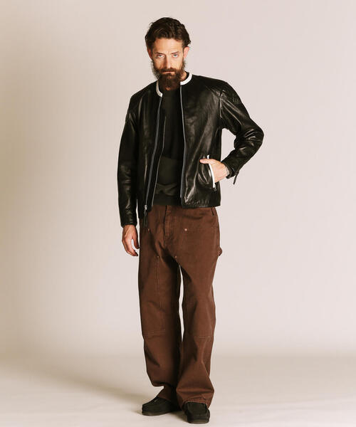 革ジャン ライダース Schott/ショット/NOCOLLAR RACING JACKET/ノーカラー レーシング ジャケット メンズ レディースの画像