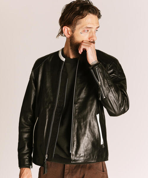 革ジャン ライダース Schott/ショット/NOCOLLAR RACING JACKET/ノーカラー レーシング ジャケット メンズ レディースの画像