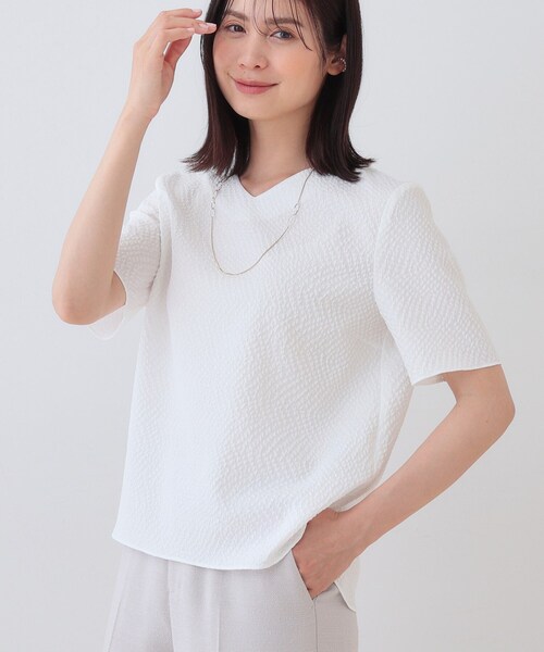 INDIVI ブラウス シャツ 「日本製／インポート素材」フクレジャ