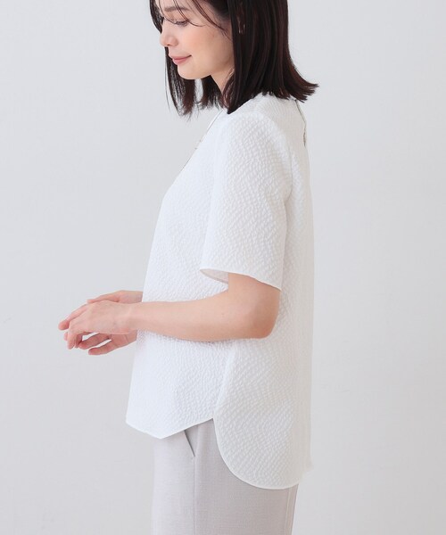 INDIVI / インディヴィ 【日本製／インポート素材】フクレジャカードブラウス INDIVI / インディヴィ 【日本製／インポート素材】フクレジャ