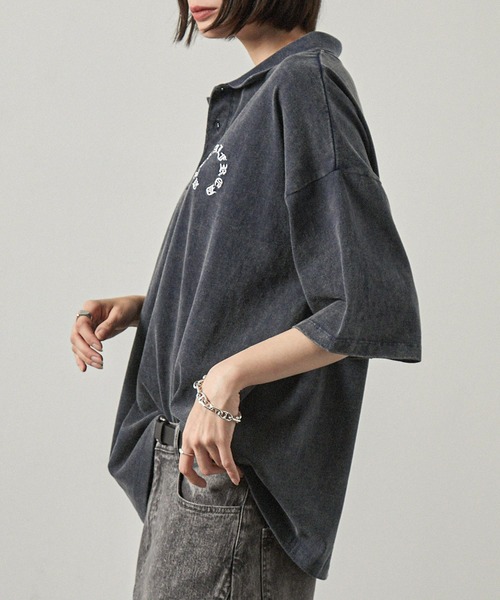 ポロシャツ 「Alfred Alex」ヴィンテージ加工 パウダーブリーチ