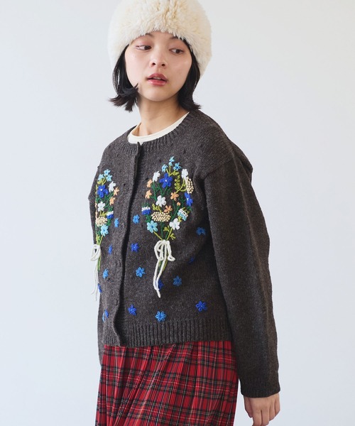 bulle de savon カーディガン AMBIDEX Store ○〇 ドット ジャカード クルーカーディガン(F