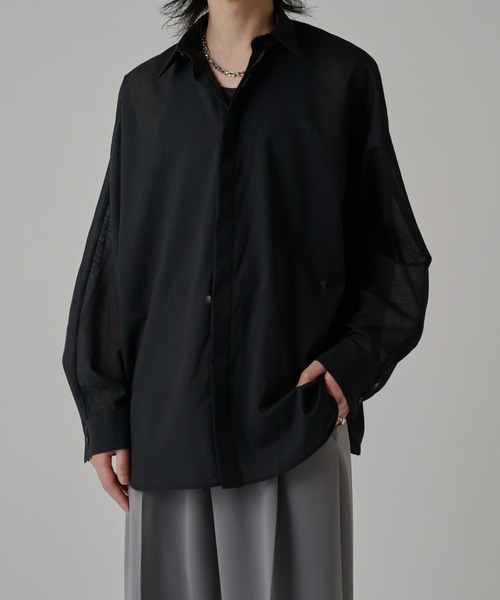 Lui's（ルイス） シャツ ウール混ドライタッチシアーシャツ メンズ