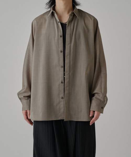 Lui's シャツ Lui's（ルイス） シャツ ウール混ドライタッチシアーシャツ メンズ