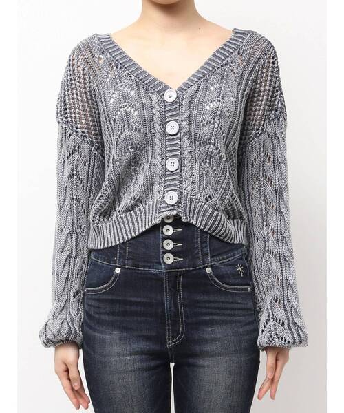 GYDA（ジェイダ） カーディガン 2WAYメッシュブリーチニットトップス