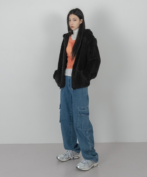 「FOLLOWIN」 ジップアップブルゾン FREE ブラック レディース_画像3