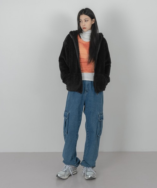 「FOLLOWIN」 ジップアップブルゾン FREE ブラック レディース_画像4