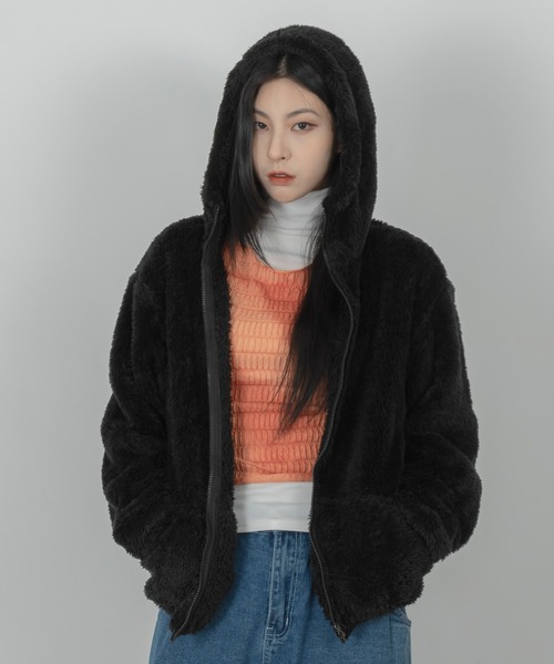 「FOLLOWIN」 ジップアップブルゾン FREE ブラック レディース_画像5