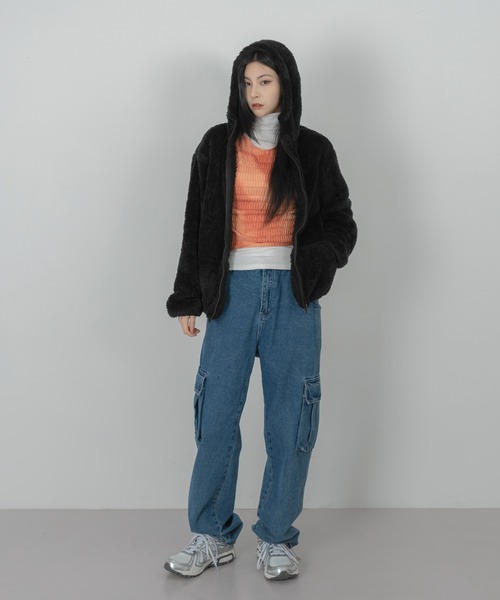 「FOLLOWIN」 ジップアップブルゾン FREE ブラック レディース_画像7