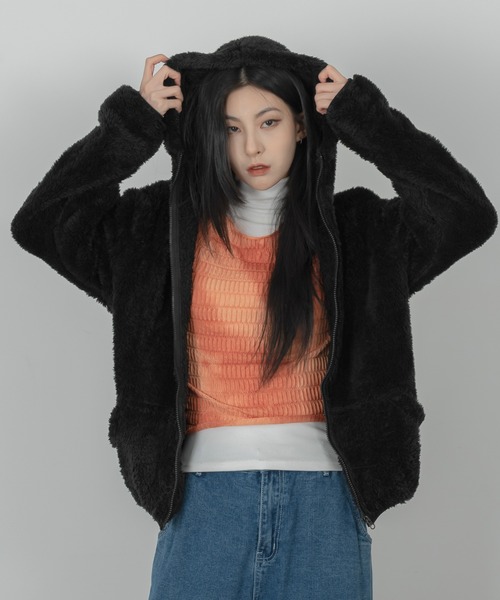 「FOLLOWIN」 ジップアップブルゾン FREE ブラック レディース_画像8