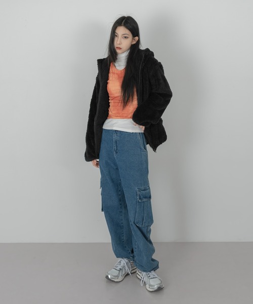 「FOLLOWIN」 ジップアップブルゾン FREE ブラック レディース_画像9