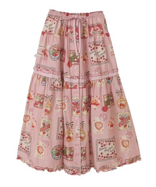 【希少】　PINK HOUSE　チェリーノースリーブスカートセットアップ PINK HOUSE（ピンクハウス） スカート チェリープリントスカート