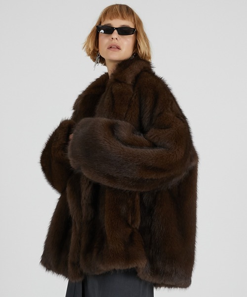 DKNY ポンチョ　ラビット　ブラウン　クラシカル　ファー　コート　ジャケット 楽天市場】ポンチョ コート レディース ファー 冬 ファーコート