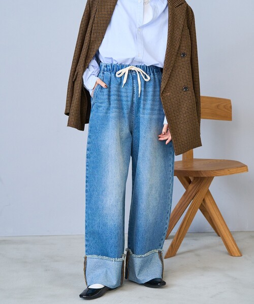ウォッシュ加工 イージーデニムパンツ FREAK'S STORE/ウォッシュ加工 ペイント イージーデニムパンツ