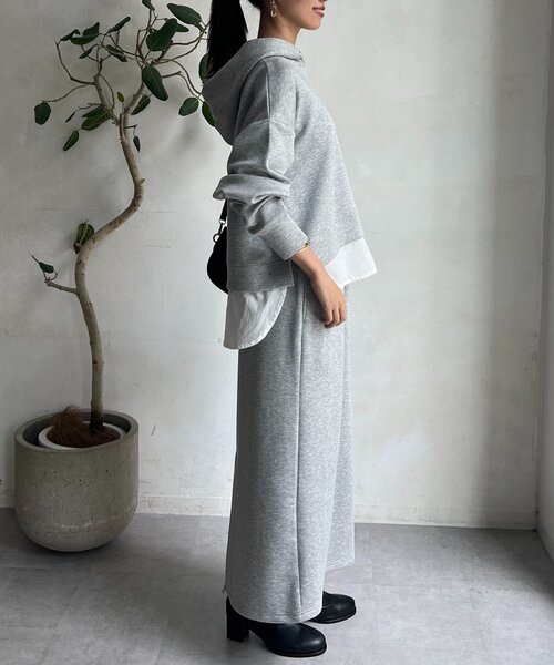 Chez toi ワンピース ボンディングフードプルオーバー×ナロー