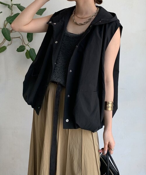 DOUDOU ジレ DouDou ベスト ジレ シアーメッシュサイドベルトジレ レディース