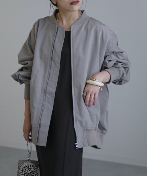 「ap retro」 ジップアップブルゾン FREE グレイッシュベージュ レディース_画像7