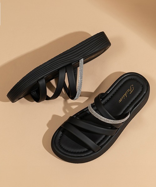 「Miniministore」 フラットサンダル 23.5cm ブラック レディース_画像8