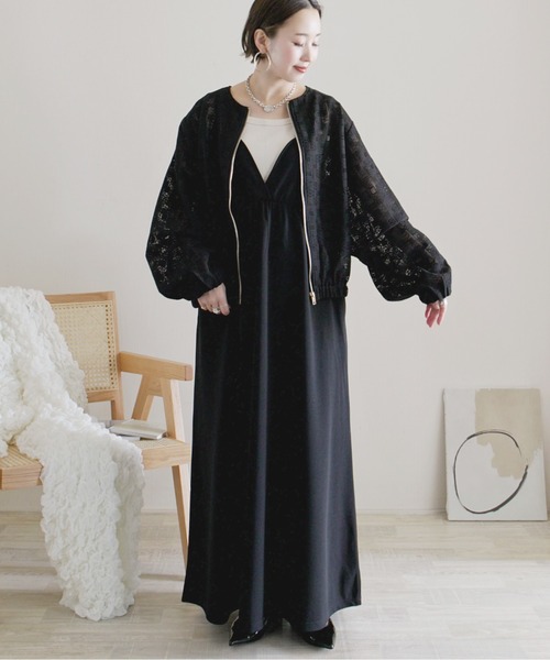 「ECRIRE」 ジップアップブルゾン M オフホワイト レディース_画像6