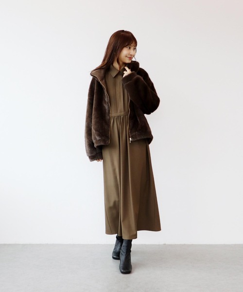 Jines（ジネス） ムートンコート ボアコート フェイクムートンブルゾン