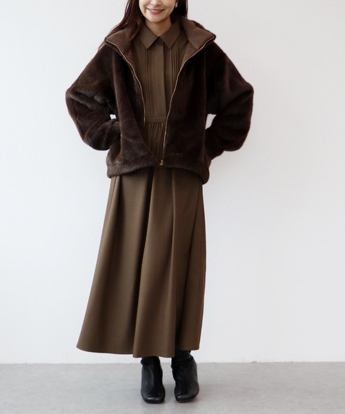 Jines（ジネス） ムートンコート ボアコート フェイクムートンブルゾン