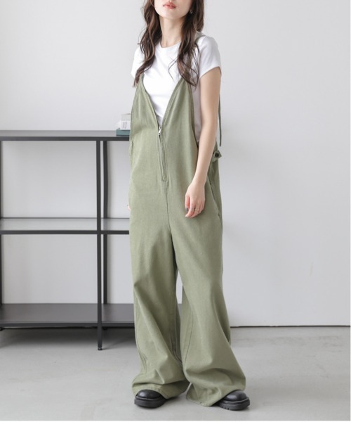 AMELY」 オーバーオール フリー オリーブ レディース : ZOZOTOWN Yahoo