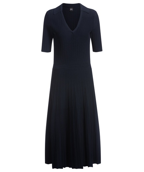 BOSS（HUGO BOSS） ワンピース Vネックドレス リブストラクチャー