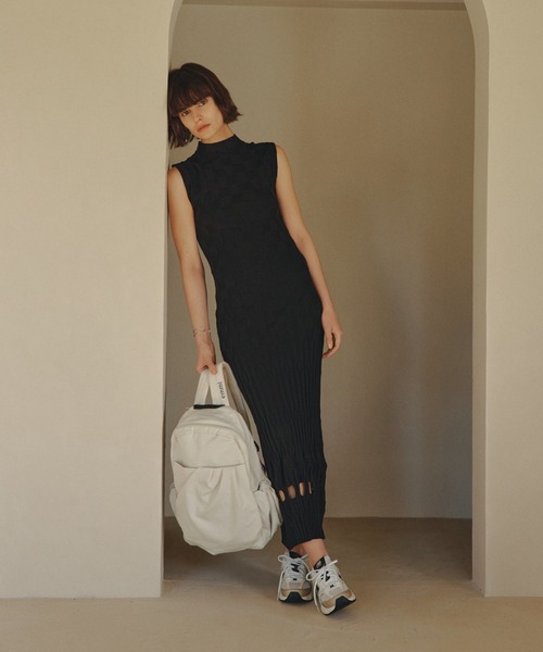 「emmi」 ノースリーブワンピース 0 ブラック レディース_画像6