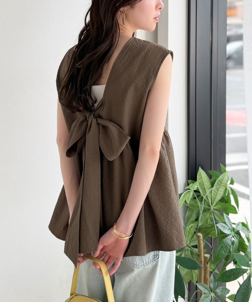 classicalelf（クラシカルエルフ） ブラウス シャツ 夏 バックリボンで