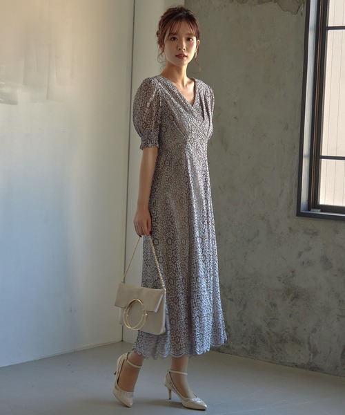 「Dorry Doll」 半袖ワンピース M ブルーグレー レディース_画像2