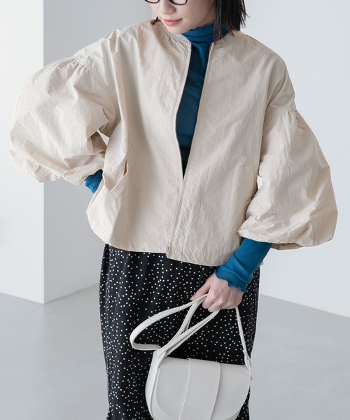 「BONLECILL」 ナイロンブルゾン FREE カーキ レディース_画像5