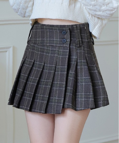 FINEnough スカート チェック柄プリーツミニスカート インパン付