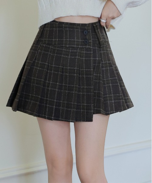 FINEnough スカート チェック柄プリーツミニスカート インパン付