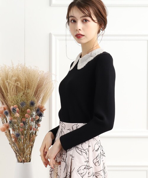 「couture brooch」 長袖ニット 42 ブラック レディース_画像6