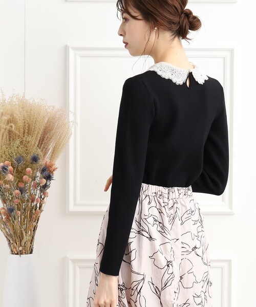 「couture brooch」 長袖ニット 42 ブラック レディース_画像7