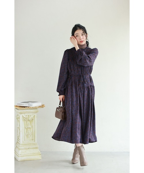 【美品】HARE　ビジューデザインワンピース　ブルー　ベルト付き HARE（ハレ）の「ビジューデザインワンピース(HARE)（ワンピース