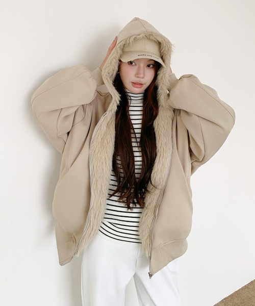 コート アウター 「2WAY」リバーシブルフェイクファーパーカー
