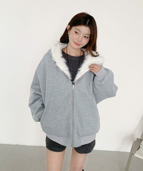 コート アウター 「2WAY」リバーシブルフェイクファーパーカー