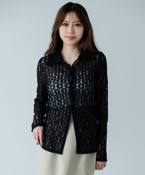 カーディガン front hook lace cardigan（フロントホックレース